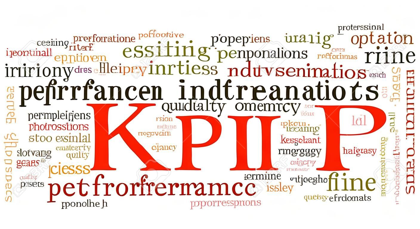 白い背景の上の単語タグクラウドで KPI 主要業績評価指標