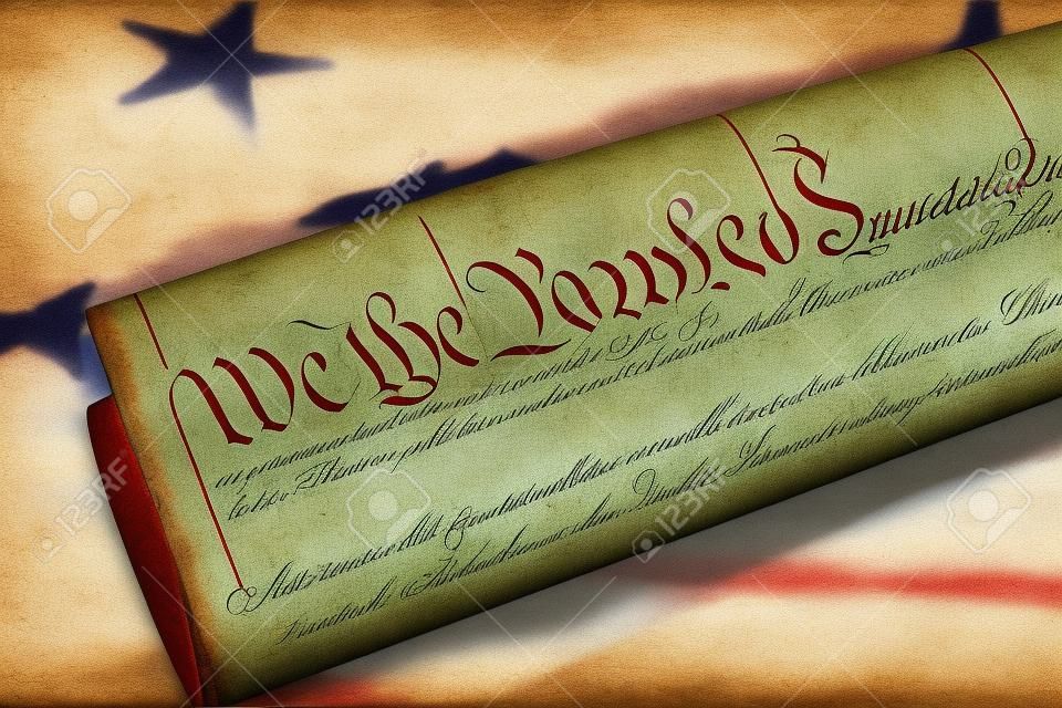 Rouleau de la constitution américaine vintage, patriotisme, fond du 4 juillet