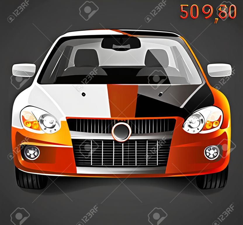 Car tuning color 3d creative illustration. Before and after concept.
