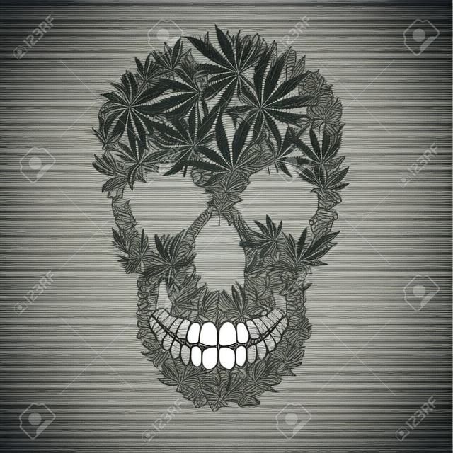 Absztrakt Cannabis Skull vektoros illusztráció