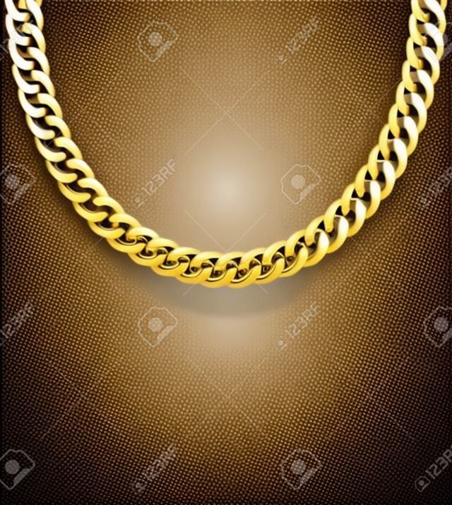Joyería de la cadena de oro. Ilustración del vector.