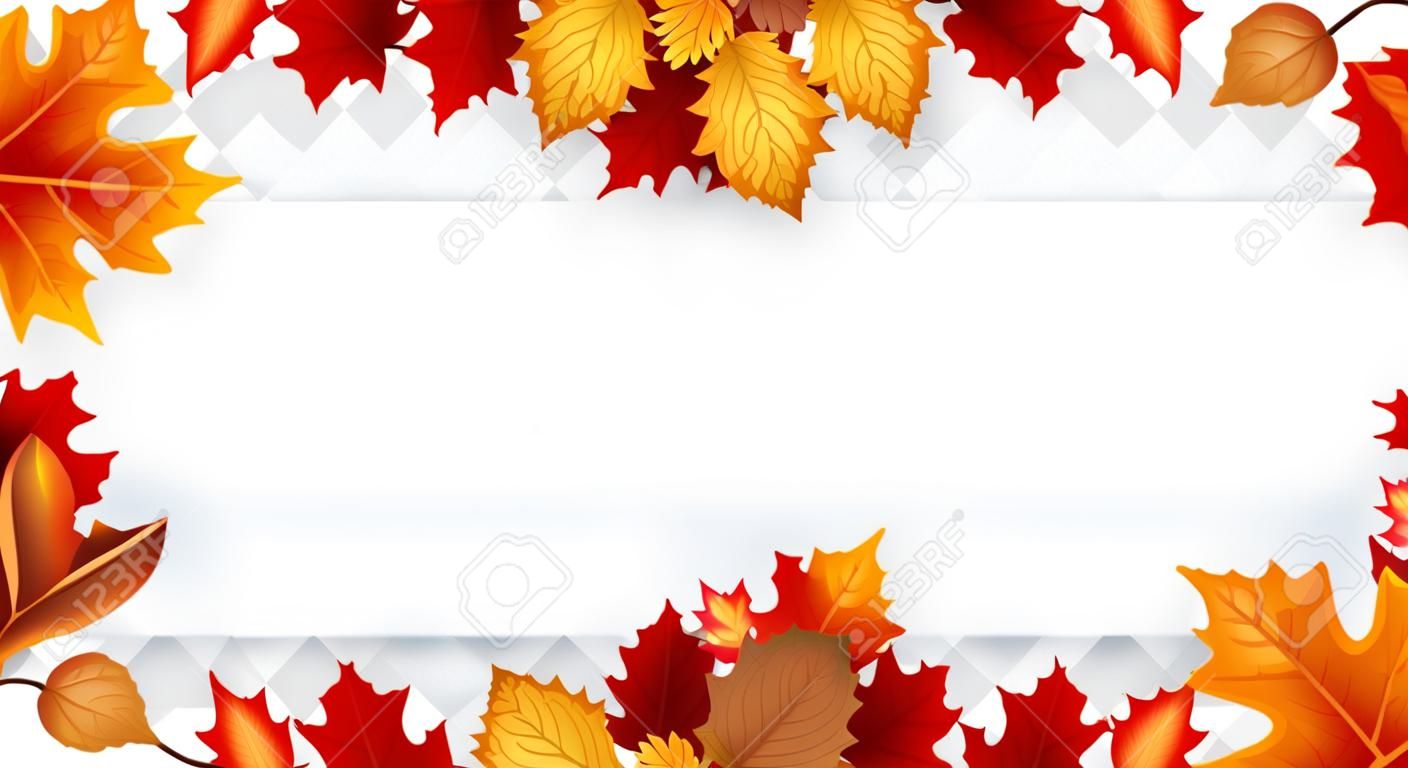 Marco de borde de hojas de otoño con texto espacial sobre fondo transparente. Se puede utilizar para acción de gracias, vacaciones de cosecha, decoración y diseño. Ilustración vectorial