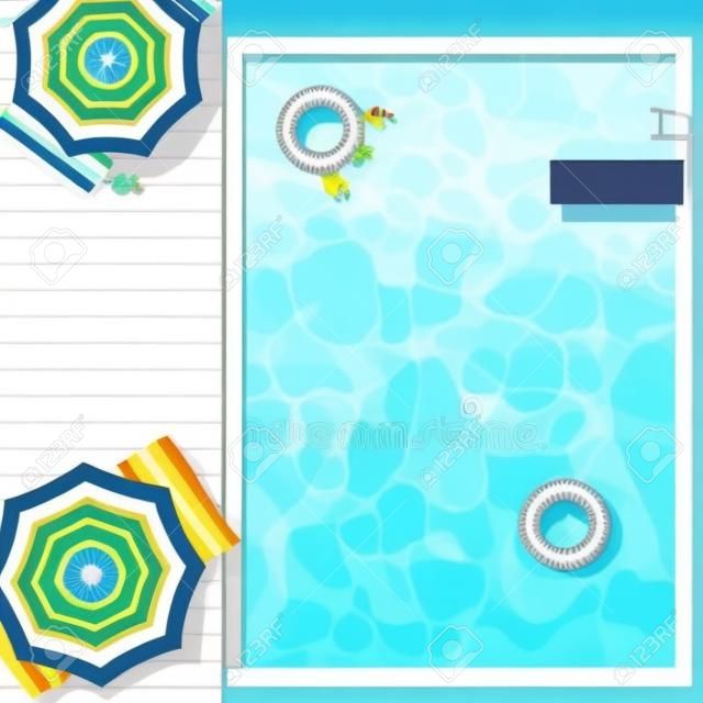 Summer Background poster template with swimming pool and lifebuoy. Vector Illustration EPS10