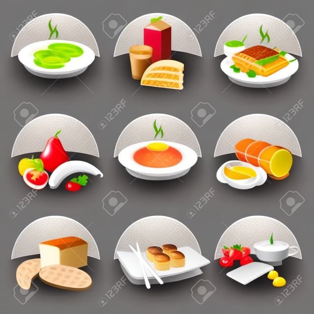 cibo e pasto set di icone