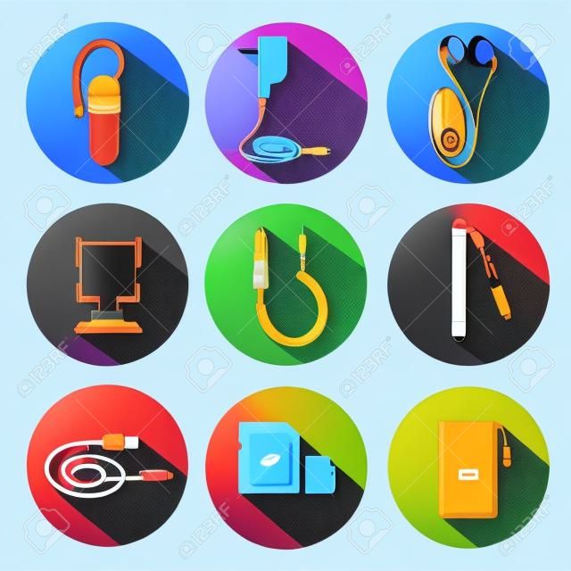 Illustration of icon set mobile accessories for phone