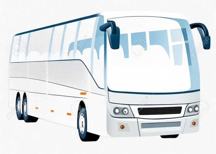 illustration of the white passenger city bus on the white background