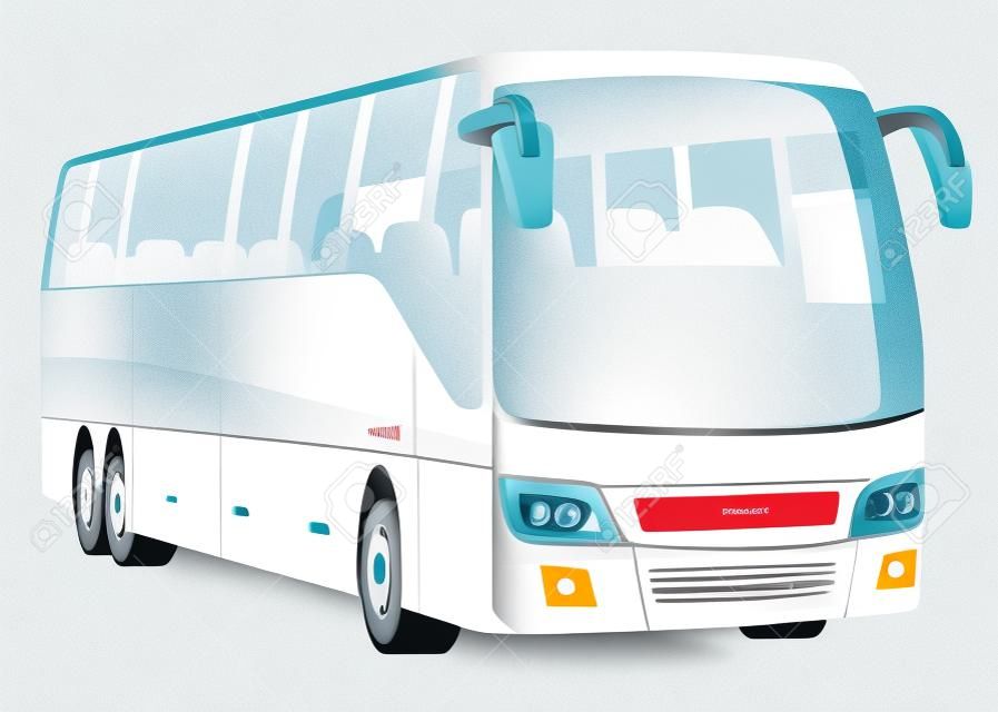 흰색 배경에 흰색 여객 도시 버스의 그림