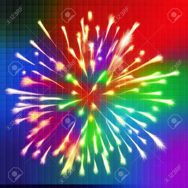 Fireworks. Festival colorful firework. Vector llustration on transparent background.