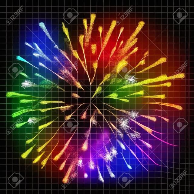 Fireworks. Festival colorful firework. Vector llustration on transparent background.