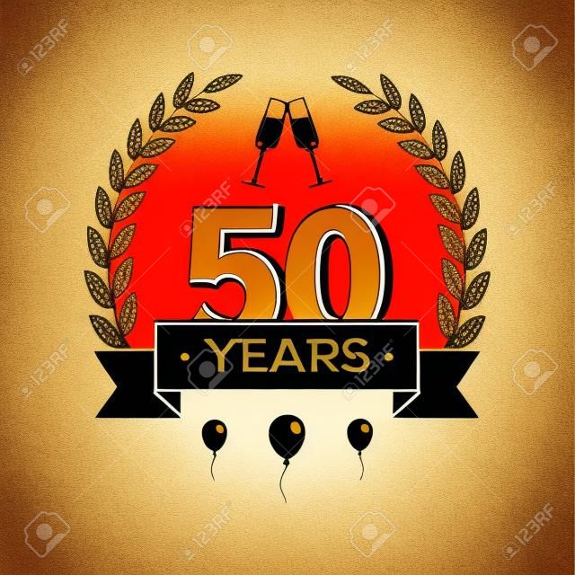 50 Th Aniversário Retro Vector Emblema. Cinquenta Anos Vintage Ícone  Royalty Free SVG, Cliparts, Vetores, e Ilustrações Stock. Image 95052715