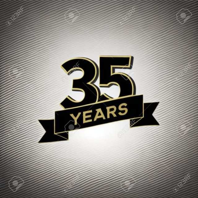 Logotipo de aniversario de 35 años de vectores. Logotipo negro 35 aniversario jubilado aislado sobre fondo blanco.