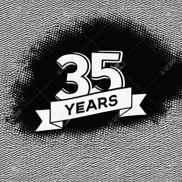 矢量35年周年纪念标识。白色背景上的孤立的黑色徽标第35周年纪念日