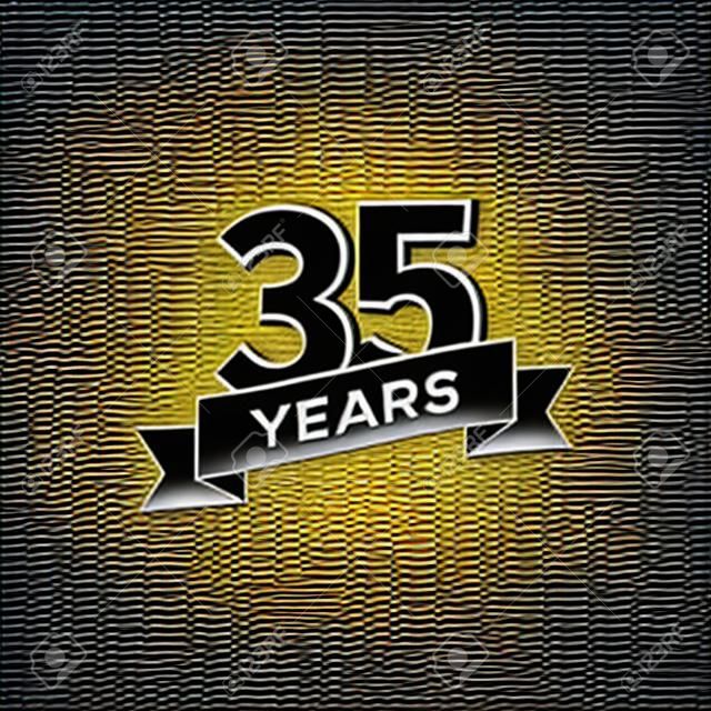 Logotipo de aniversario de 35 años de vectores. Logotipo negro 35 aniversario jubilado aislado sobre fondo blanco.