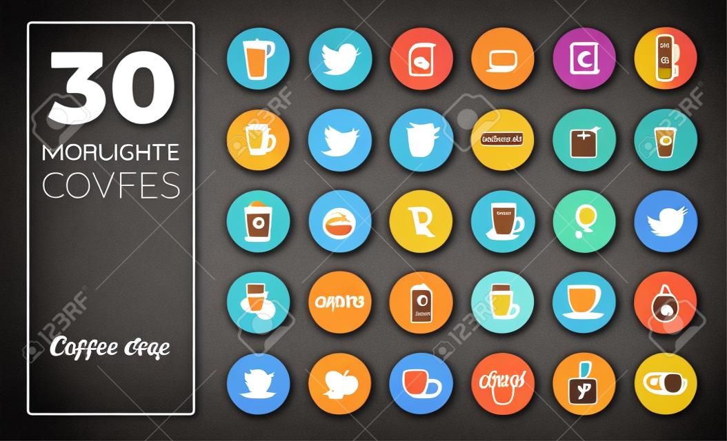 Café. Portada de Instagram Highlights en las redes sociales. Iconos de la cafetería. Vector