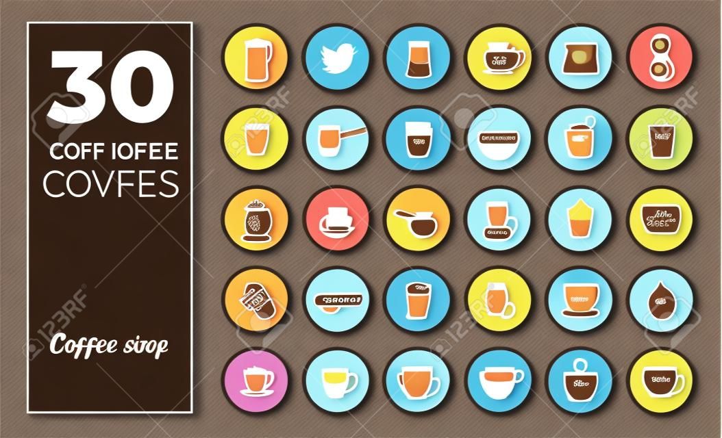 Caffè. Copertina dei momenti salienti di Instagram sui social media. Icone della caffetteria. Vettore