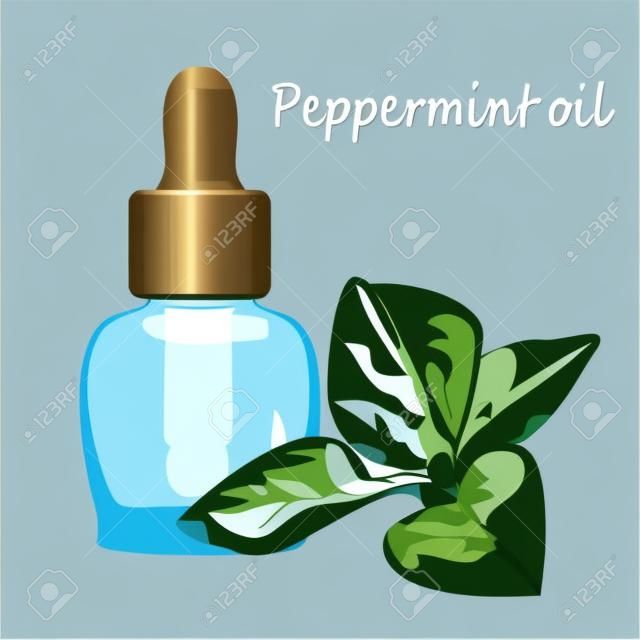 Peppermint essential oil vector illustration Aromatherapy