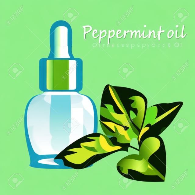 Peppermint essential oil vector illustration Aromatherapy