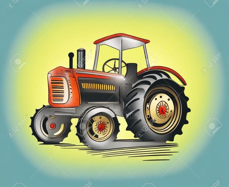 Tractor hand drawn illustrations, vector.