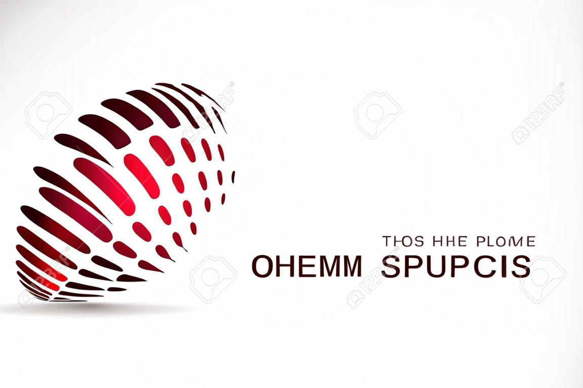 Logo stylized spherical surface with abstract shapes. This logo is suitable for global company, world technologies and media and publicity agencies