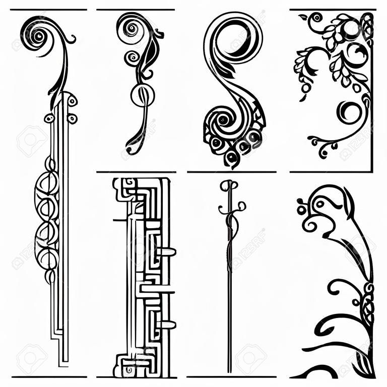 set di angoli ornamentali in stile diverso