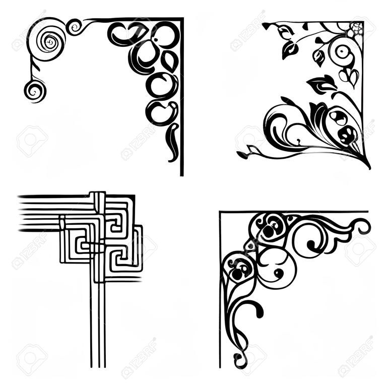 set di angoli ornamentali in stile diverso