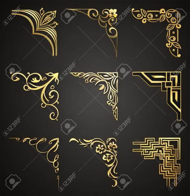 set of ornamental corners in different style
