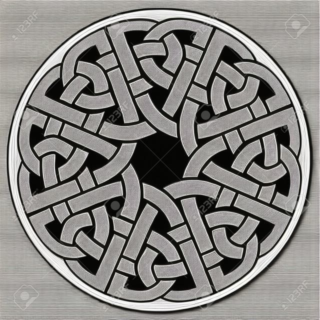 ornamental round celtic frame, black on white