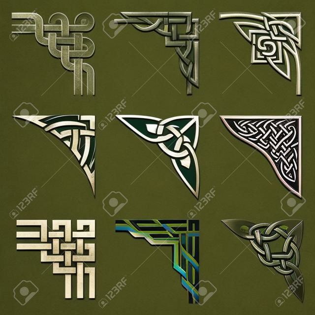 set of ornamental corners in celtic style
