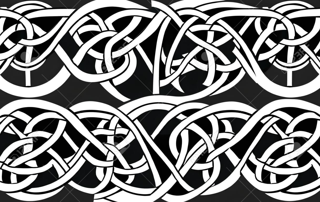 vector celtic knot set, white on black background