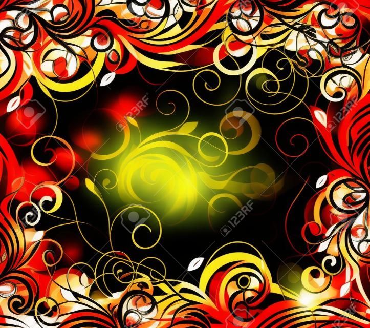 black, red and gold floral background with pattern