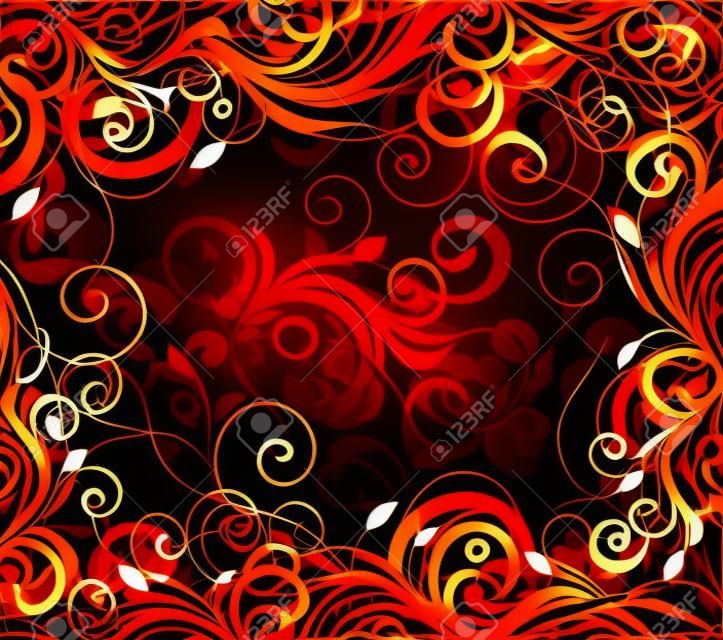 black, red and gold floral background with pattern