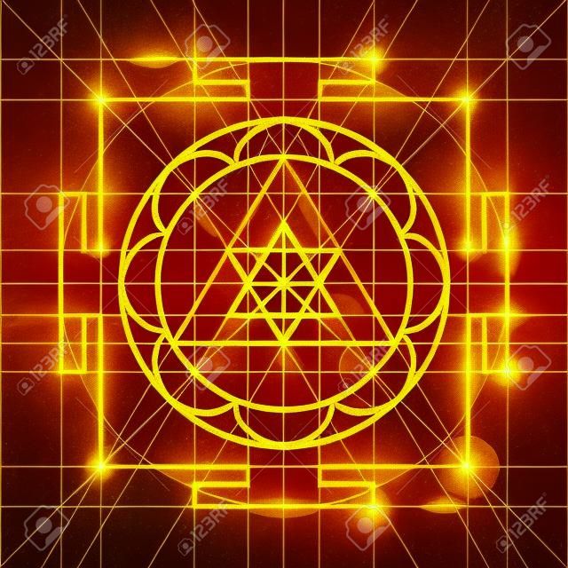 Ganapati Yantra - cosmic conductor of energy. Yantra Sree Ganesha. Sacred Geometry