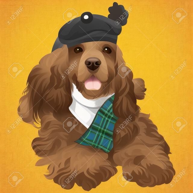 ベクトル漫画流行に敏感な犬の品種スコットランド Tam アメリカンコッカースパニエル