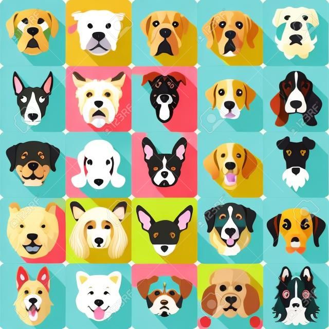 seamless background with dogs icon flat design