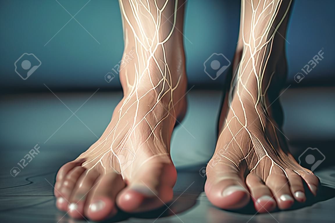 Close up rough-leg veins/varicose veins