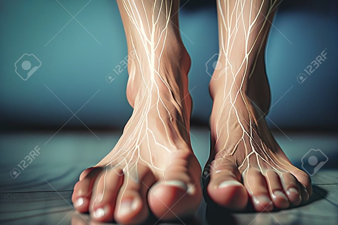 Close up rough-leg veins/varicose veins
