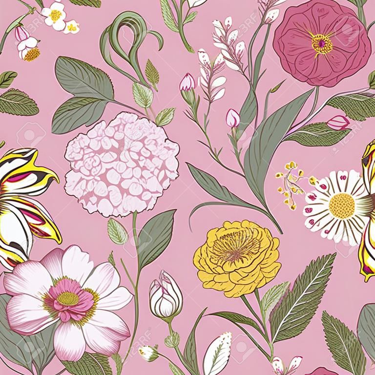 Seamless vector floral pattern. Shabby Chic. Classic illustration