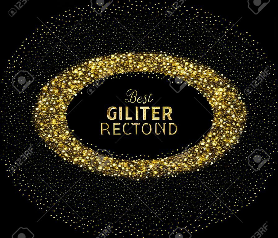 Black and gold background with glitter frame