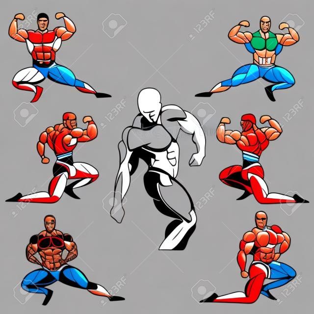 ensemble d'icônes de musculation, muscles, illustration vectorielle