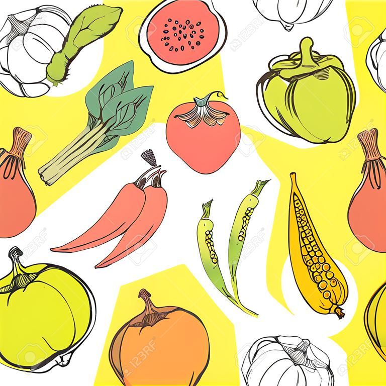Hand drawn vegetables, food concept vector illustration