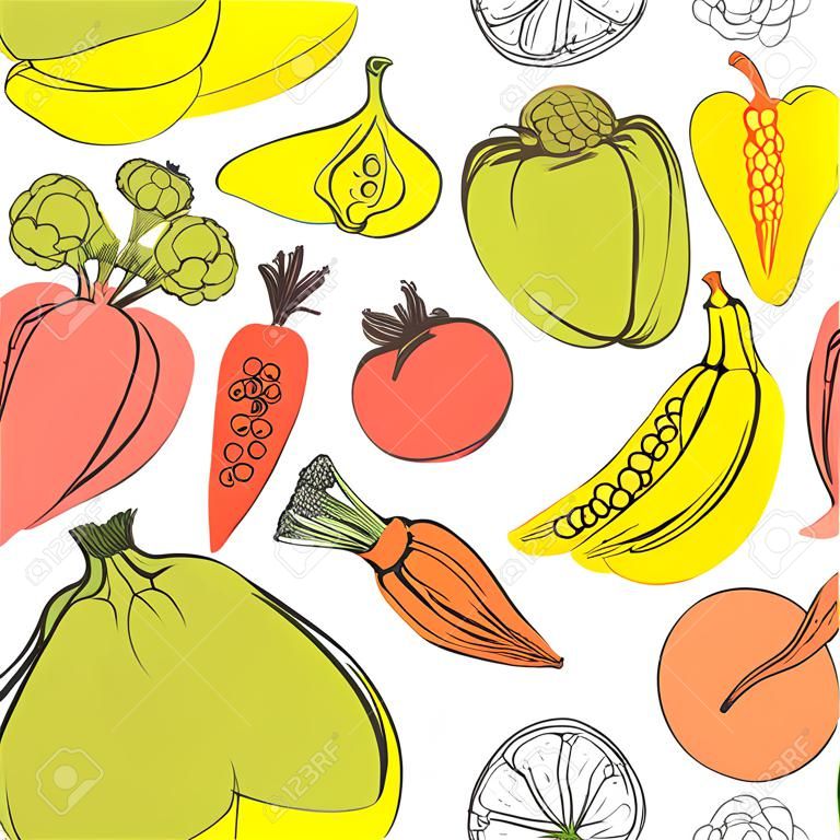 Hand drawn vegetables, food concept vector illustration