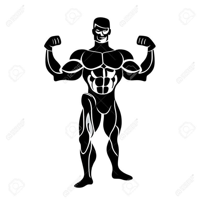 Bodybuilding icon, fitness theme, vector illustration