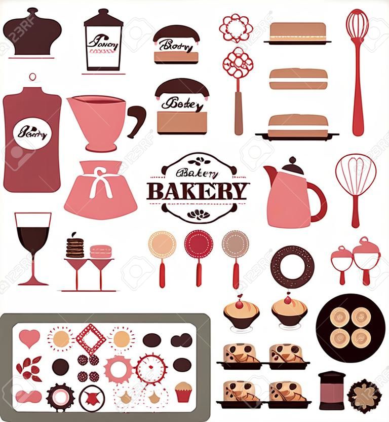 Bäckerei Ikonen gesetzt. Vektorelemente für Ihr Design.