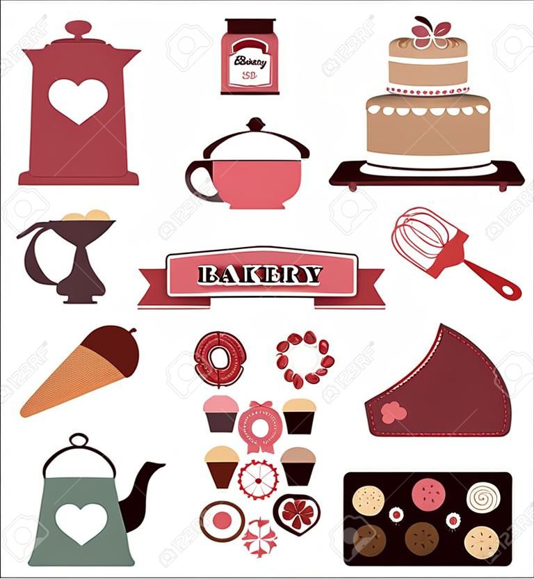 icônes de boulangerie définies. éléments vectoriels pour votre conception.