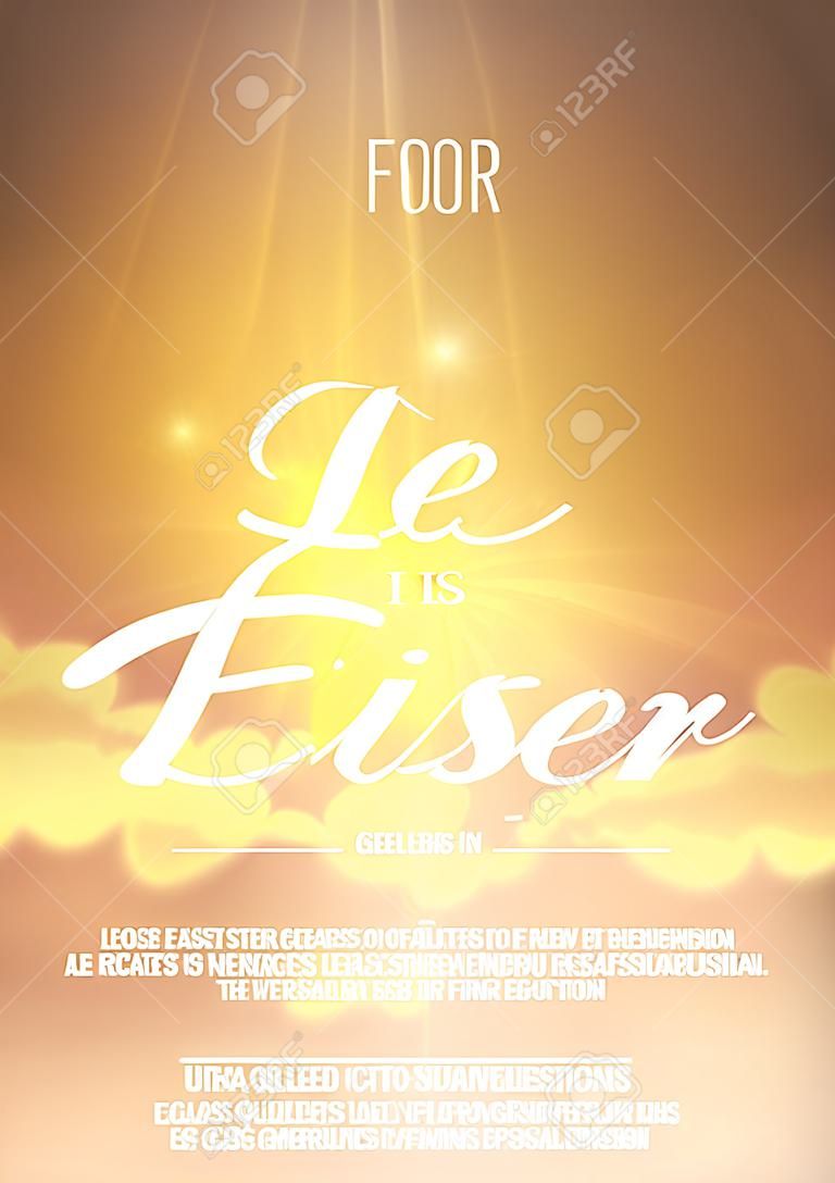 Wielkanocny religijny plakatowy szablon z przezroczystości i gradientu siatką.