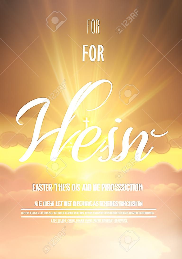 Easter vallási poszter sablon átláthatóság és gradiens háló.