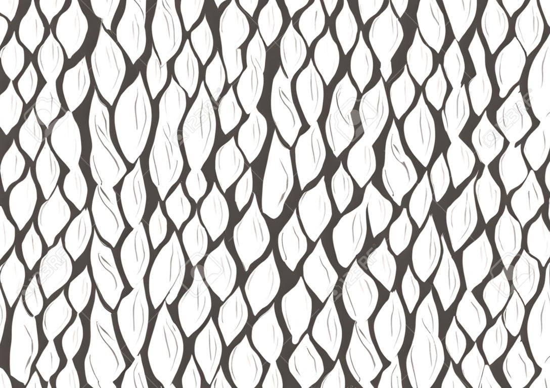 Abstract styled snake scales animal skin seamless pattern design. Black and white seamless camouflage background.