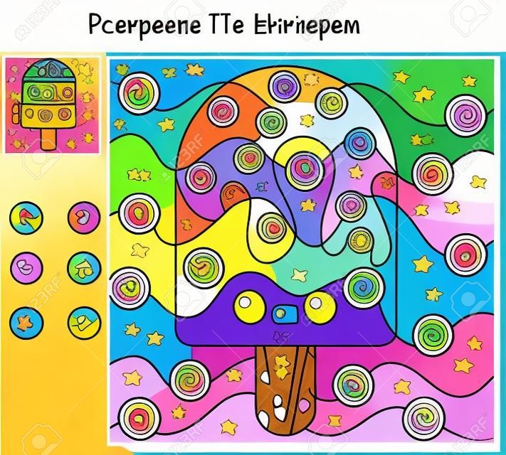 juego educativo para niños. colorear por números. palitos de helado