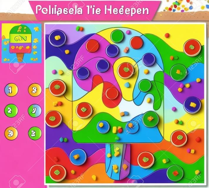 Juego Educativo Para Niños. Colorear Por Números. Palitos De Helado  Ilustraciones svg, vectoriales, clip art vectorizado libre de derechos.  Image 183471264