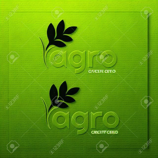 Agro-Firmenlogo. Vektornatur und Landwirtschaftslogo. Label für landwirtschaftliche Unternehmen. Öko-Logo in Grün und Gold